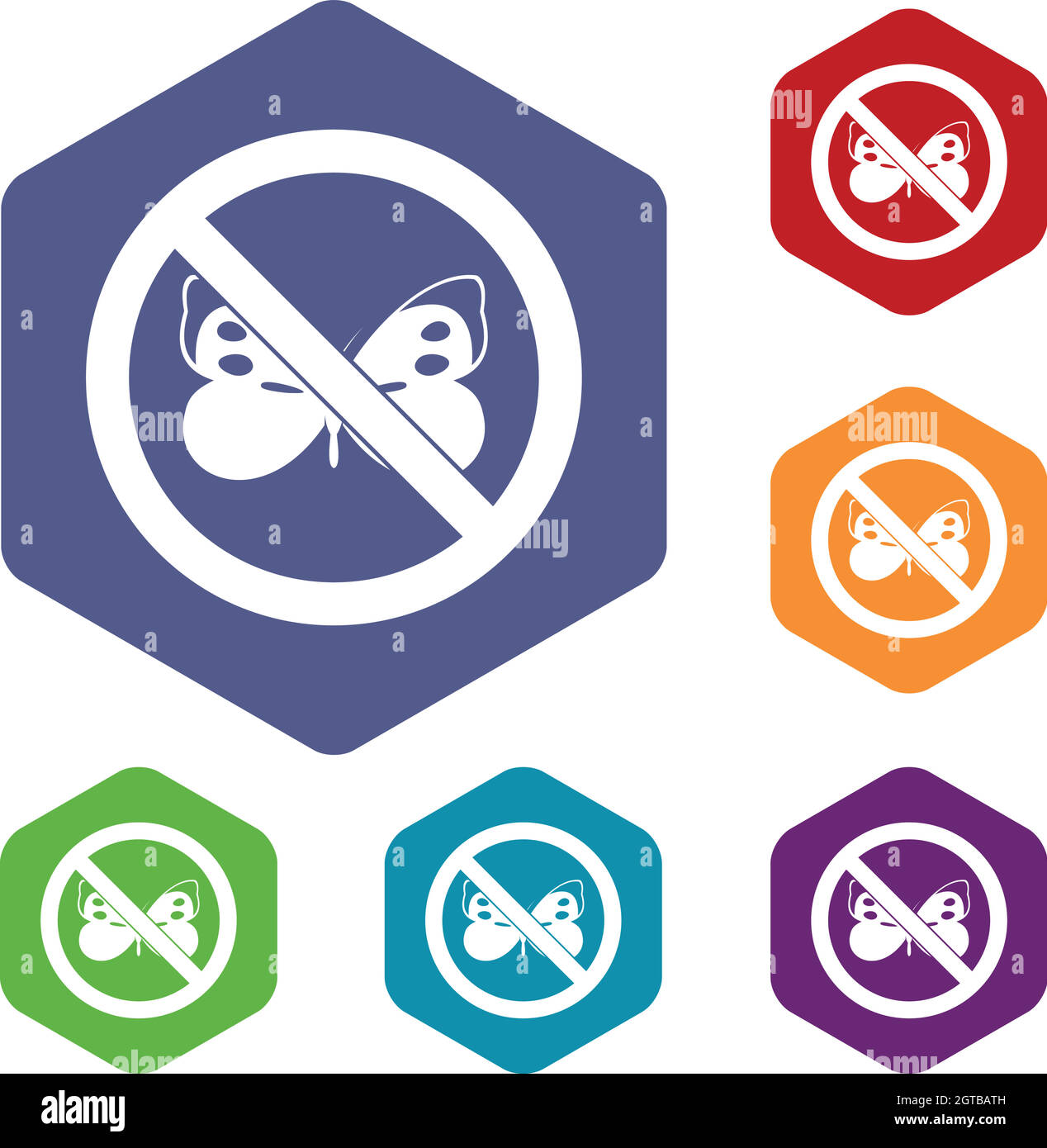 Nessun segno di farfalla set di icone Illustrazione Vettoriale