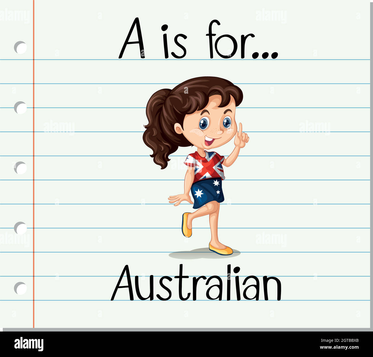 La lettera A della flashcard è per l'Australia Illustrazione Vettoriale