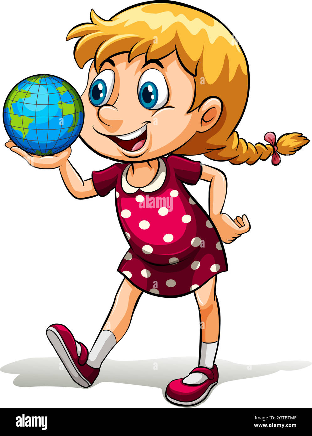 Una ragazza giovane che tiene un globo Illustrazione Vettoriale