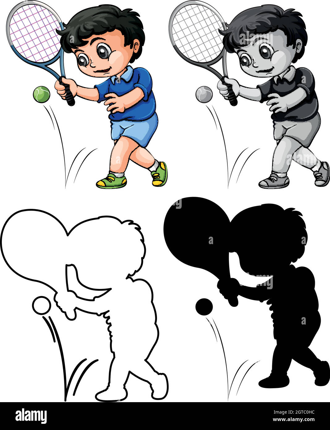 Set di giocatori di tennis Illustrazione Vettoriale