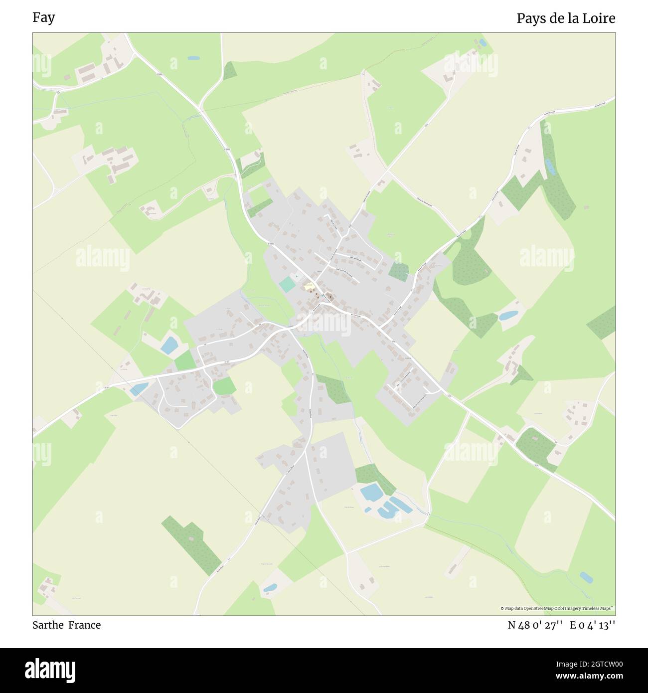 Fay, Sarthe, Francia, Pays de la Loire, N 48 0' 27'', e 0 4' 13''', mappa, mappa senza tempo pubblicata nel 2021. Viaggiatori, esploratori e avventurieri come Florence Nightingale, David Livingstone, Ernest Shackleton, Lewis and Clark e Sherlock Holmes si sono affidati alle mappe per pianificare i viaggi verso gli angoli più remoti del mondo, Timeless Maps sta mappando la maggior parte delle località del mondo, mostrando il successo di grandi sogni Foto Stock