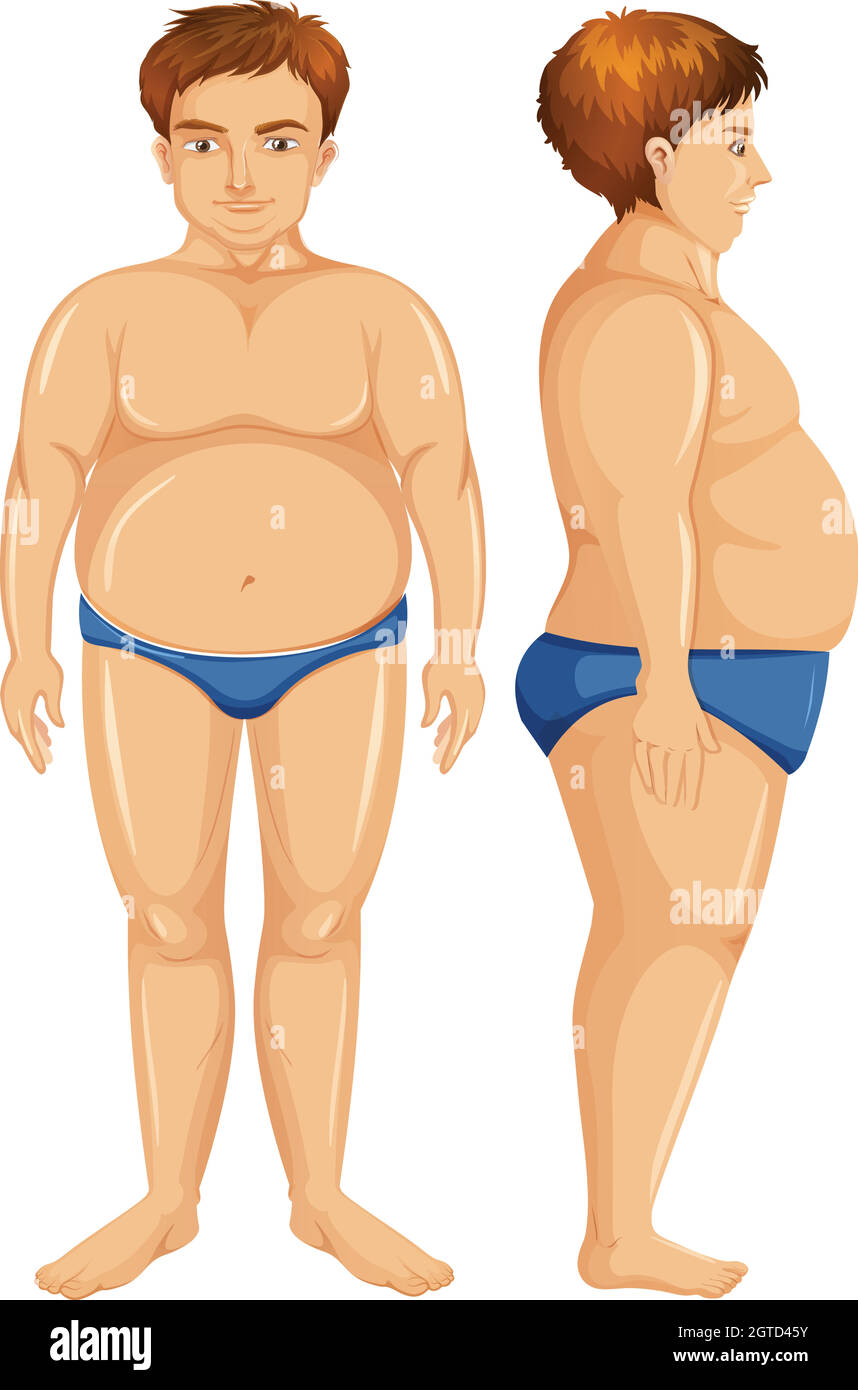 Anteriore e laterale uomo grasso Illustrazione Vettoriale