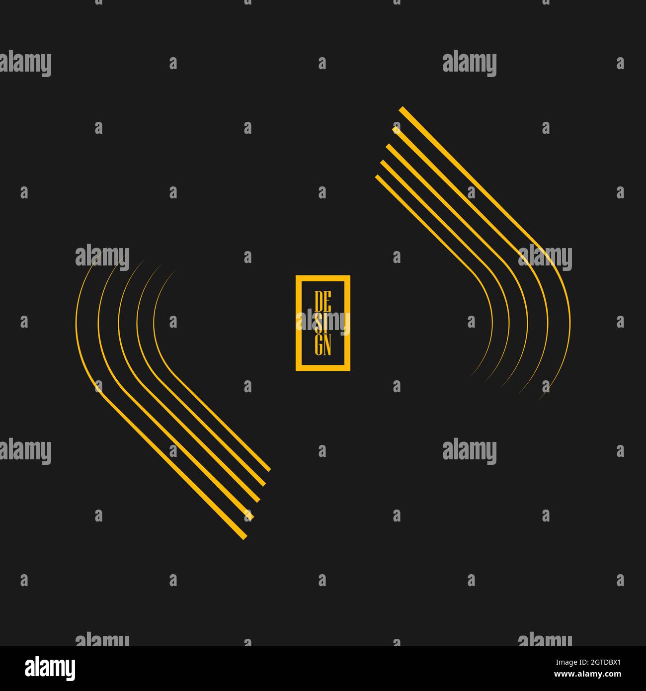Forma arrotondata astratta gialla. Geometric art elemento di design alla moda per logo, tatuaggio, segno, simbolo, emblema, badge, pagine web, stampe Illustrazione Vettoriale