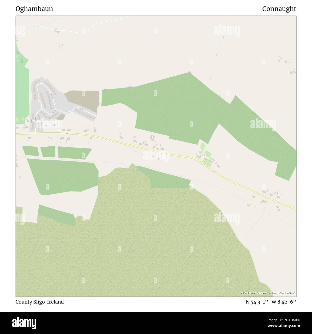 Oghambaun, Contea di Sligo, Irlanda, Connaught, N 54 3' 1'', W 8 42' 6''', mappa, Mappa senza tempo pubblicata nel 2021. Viaggiatori, esploratori e avventurieri come Florence Nightingale, David Livingstone, Ernest Shackleton, Lewis and Clark e Sherlock Holmes si sono affidati alle mappe per pianificare i viaggi verso gli angoli più remoti del mondo, Timeless Maps sta mappando la maggior parte delle località del mondo, mostrando il successo di grandi sogni Foto Stock