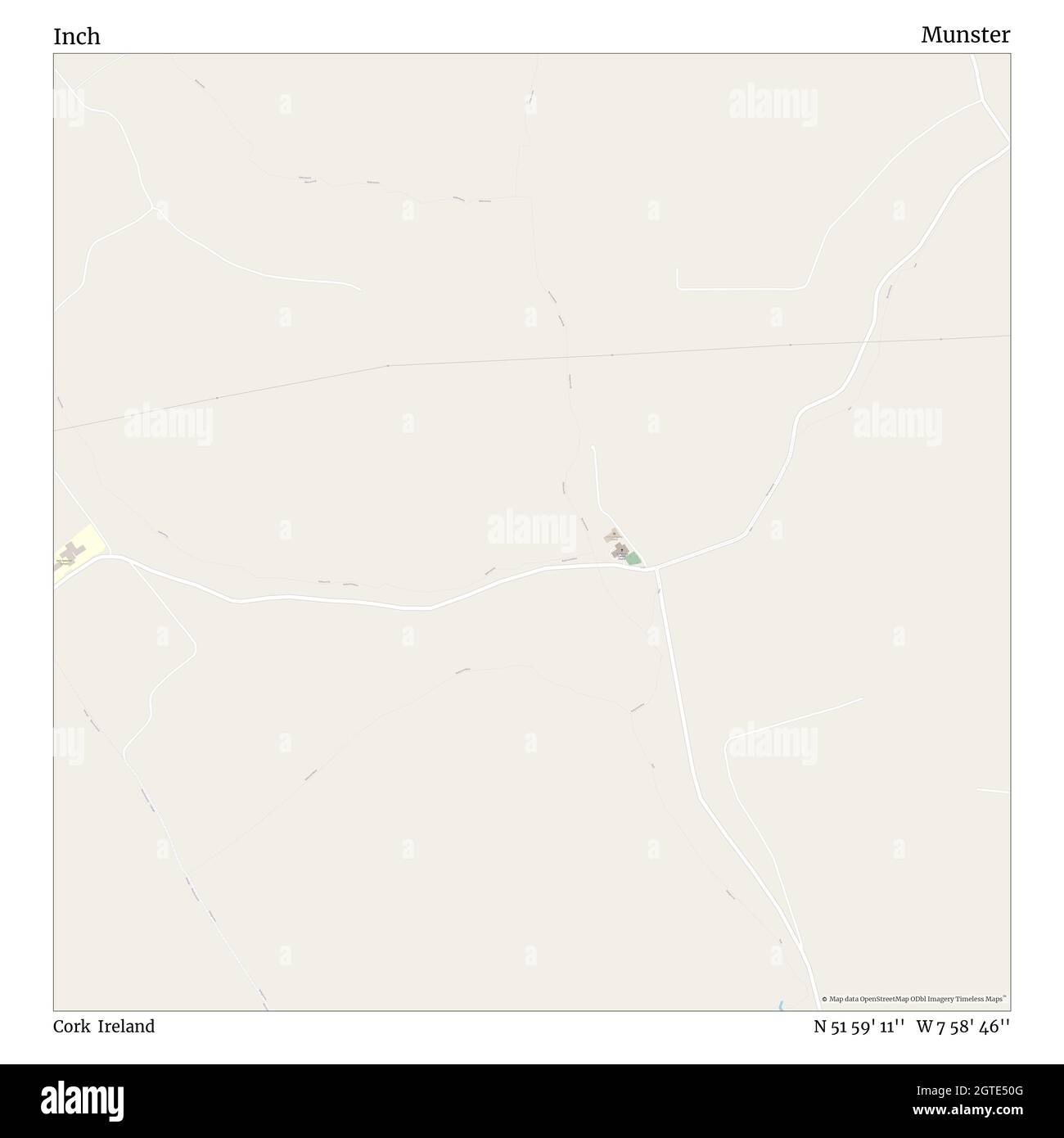 Inch, Cork, Ireland, Munster, N 51 59' 11'', W 7 58' 46''', map, Timeless Map Published in 2021. Viaggiatori, esploratori e avventurieri come Florence Nightingale, David Livingstone, Ernest Shackleton, Lewis and Clark e Sherlock Holmes si sono affidati alle mappe per pianificare i viaggi verso gli angoli più remoti del mondo, Timeless Maps sta mappando la maggior parte delle località del mondo, mostrando il successo di grandi sogni Foto Stock