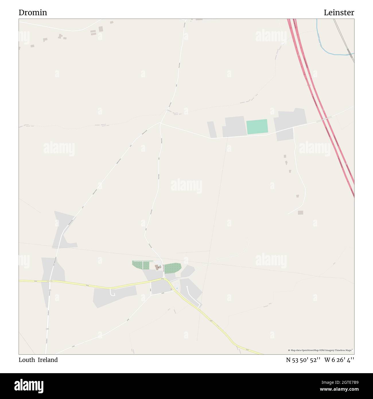 Dromin, Louth, Irlanda, Leinster, N 53 50' 52'', W 6 26' 4''', mappa, mappa senza tempo pubblicata nel 2021. Viaggiatori, esploratori e avventurieri come Florence Nightingale, David Livingstone, Ernest Shackleton, Lewis and Clark e Sherlock Holmes si sono affidati alle mappe per pianificare i viaggi verso gli angoli più remoti del mondo, Timeless Maps sta mappando la maggior parte delle località del mondo, mostrando il successo di grandi sogni Foto Stock