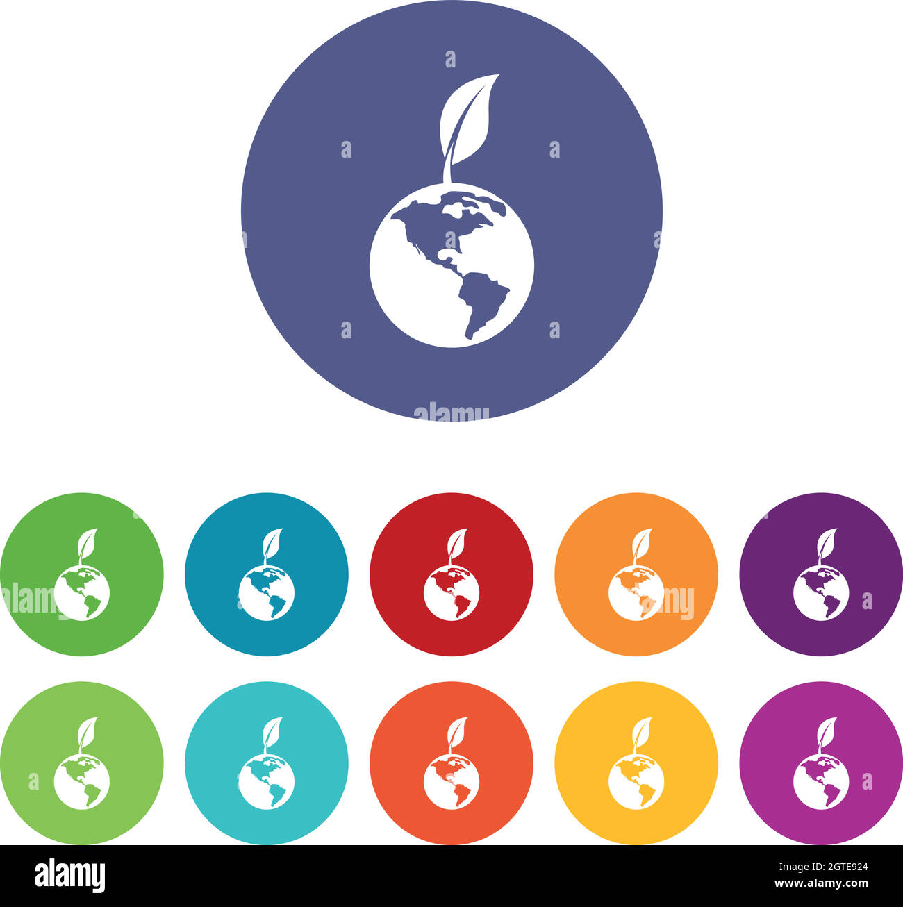 Mondo verde qlobe con le icone del set di lamelle Illustrazione Vettoriale