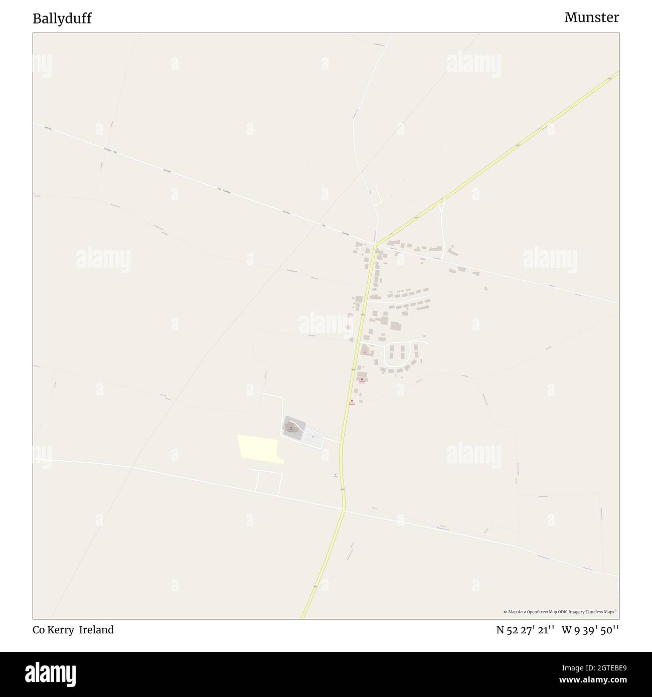 Ballyduff, Co Kerry, Irlanda, Munster, N 52 27' 21'', W 9 39' 50''', mappa, mappa senza tempo pubblicata nel 2021. Viaggiatori, esploratori e avventurieri come Florence Nightingale, David Livingstone, Ernest Shackleton, Lewis and Clark e Sherlock Holmes si sono affidati alle mappe per pianificare i viaggi verso gli angoli più remoti del mondo, Timeless Maps sta mappando la maggior parte delle località del mondo, mostrando il successo di grandi sogni Foto Stock