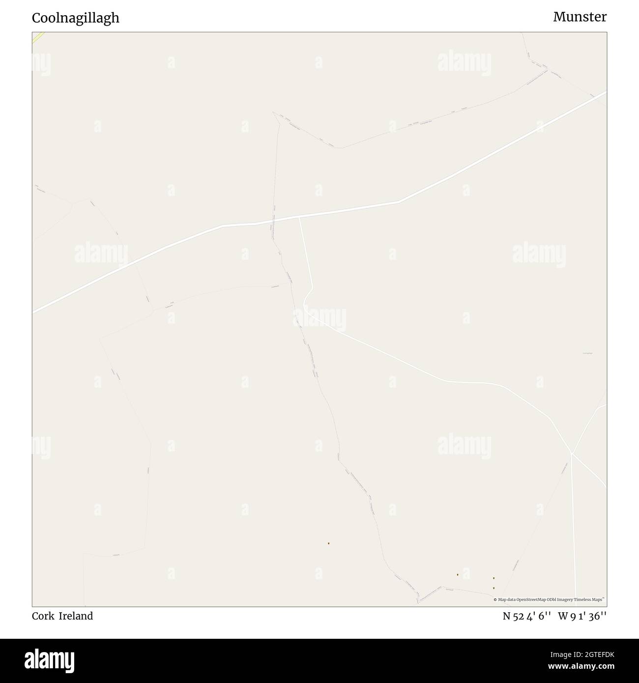 Coolnagillagh, Cork, Irlanda, Munster, N 52 4' 6'', W 9 1' 36''', mappa, mappa senza tempo pubblicata nel 2021. Viaggiatori, esploratori e avventurieri come Florence Nightingale, David Livingstone, Ernest Shackleton, Lewis and Clark e Sherlock Holmes si sono affidati alle mappe per pianificare i viaggi verso gli angoli più remoti del mondo, Timeless Maps sta mappando la maggior parte delle località del mondo, mostrando il successo di grandi sogni Foto Stock