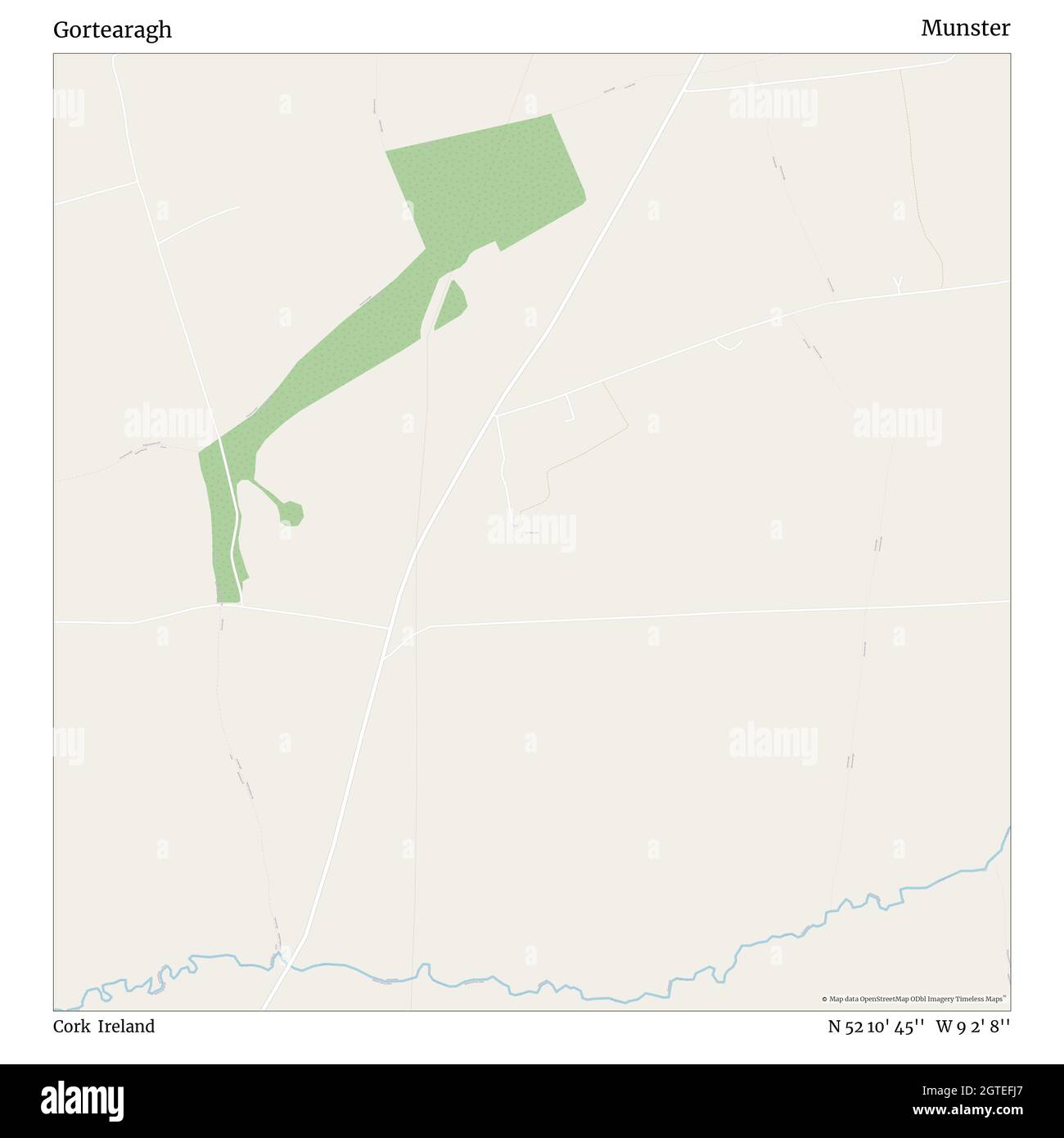 Gortearagh, Cork, Irlanda, Munster, N 52 10' 45'', W 9 2' 8''', mappa, Mappa senza tempo pubblicata nel 2021. Viaggiatori, esploratori e avventurieri come Florence Nightingale, David Livingstone, Ernest Shackleton, Lewis and Clark e Sherlock Holmes si sono affidati alle mappe per pianificare i viaggi verso gli angoli più remoti del mondo, Timeless Maps sta mappando la maggior parte delle località del mondo, mostrando il successo di grandi sogni Foto Stock