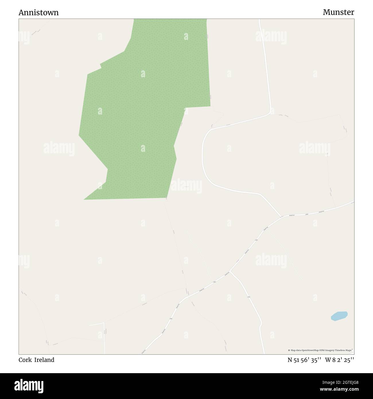 Annistown, Cork, Irlanda, Munster, N 51 56' 35'', W 8 2' 25''', mappa, mappa senza tempo pubblicata nel 2021. Viaggiatori, esploratori e avventurieri come Florence Nightingale, David Livingstone, Ernest Shackleton, Lewis and Clark e Sherlock Holmes si sono affidati alle mappe per pianificare i viaggi verso gli angoli più remoti del mondo, Timeless Maps sta mappando la maggior parte delle località del mondo, mostrando il successo di grandi sogni Foto Stock