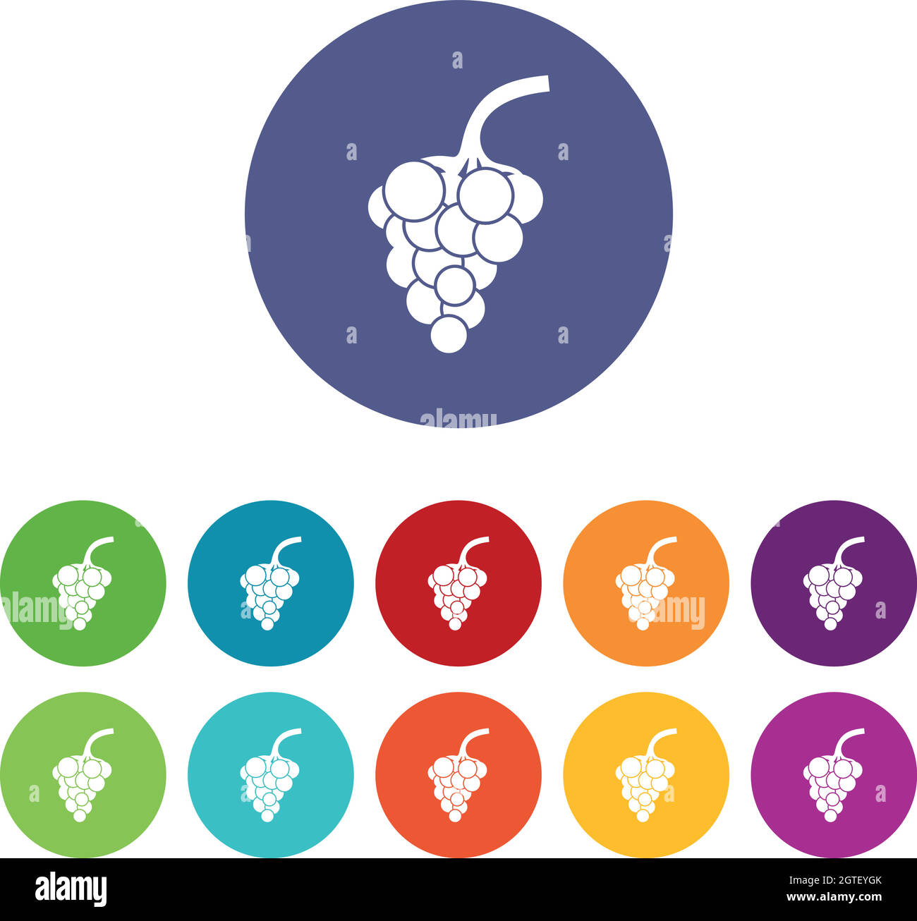 Icone del set di branche di uva Illustrazione Vettoriale