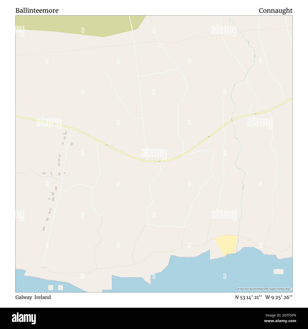 Ballinteemore, Galway, Irlanda, Connaught, N 53 14' 21'', W 9 25' 26''', mappa, mappa senza tempo pubblicata nel 2021. Viaggiatori, esploratori e avventurieri come Florence Nightingale, David Livingstone, Ernest Shackleton, Lewis and Clark e Sherlock Holmes si sono affidati alle mappe per pianificare i viaggi verso gli angoli più remoti del mondo, Timeless Maps sta mappando la maggior parte delle località del mondo, mostrando il successo di grandi sogni Foto Stock