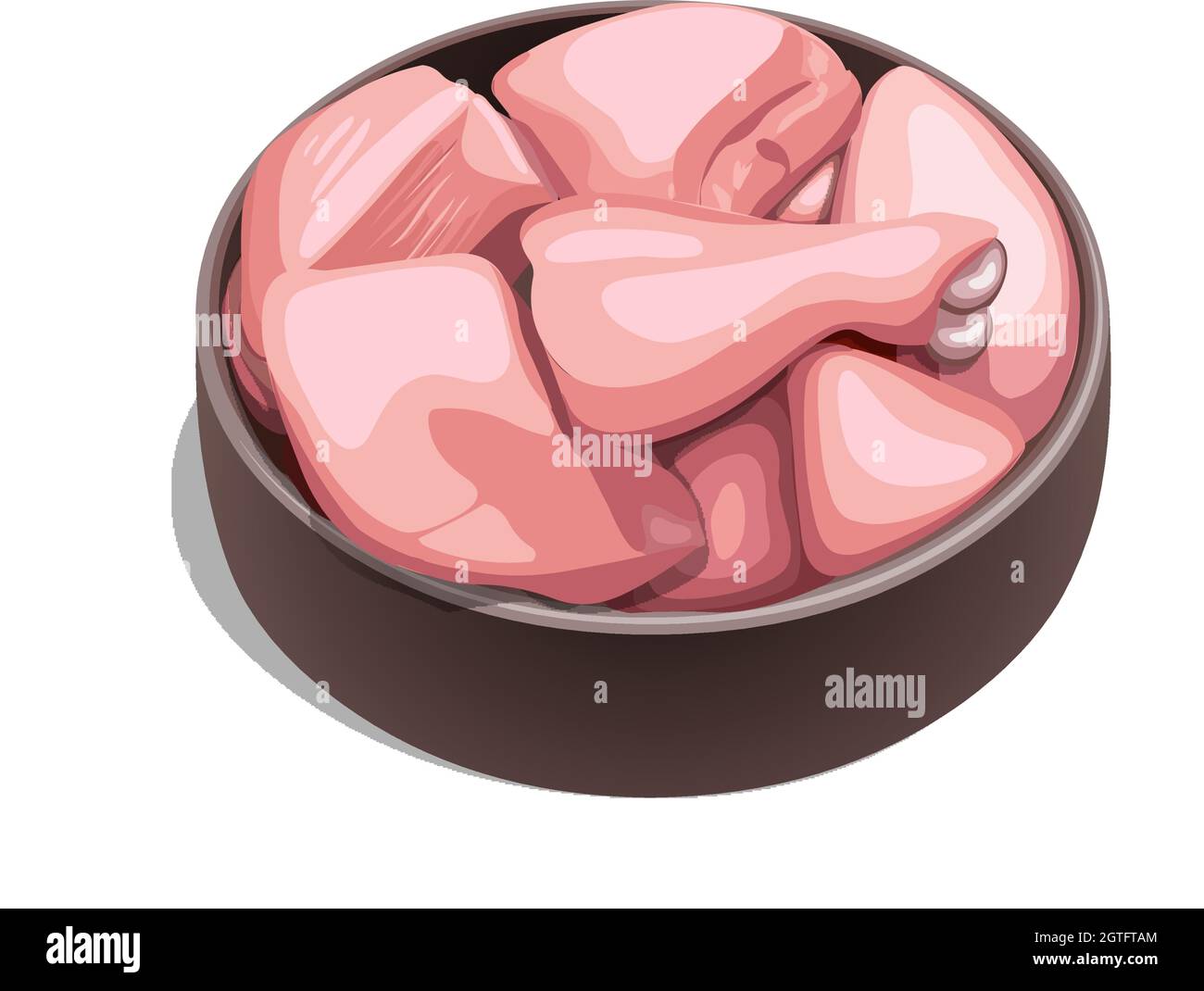 Illustrazione di pollo crudo biriyani tagliato senza pelle disposto in un tavolo ware , immagine png, isolato. Illustrazione Vettoriale