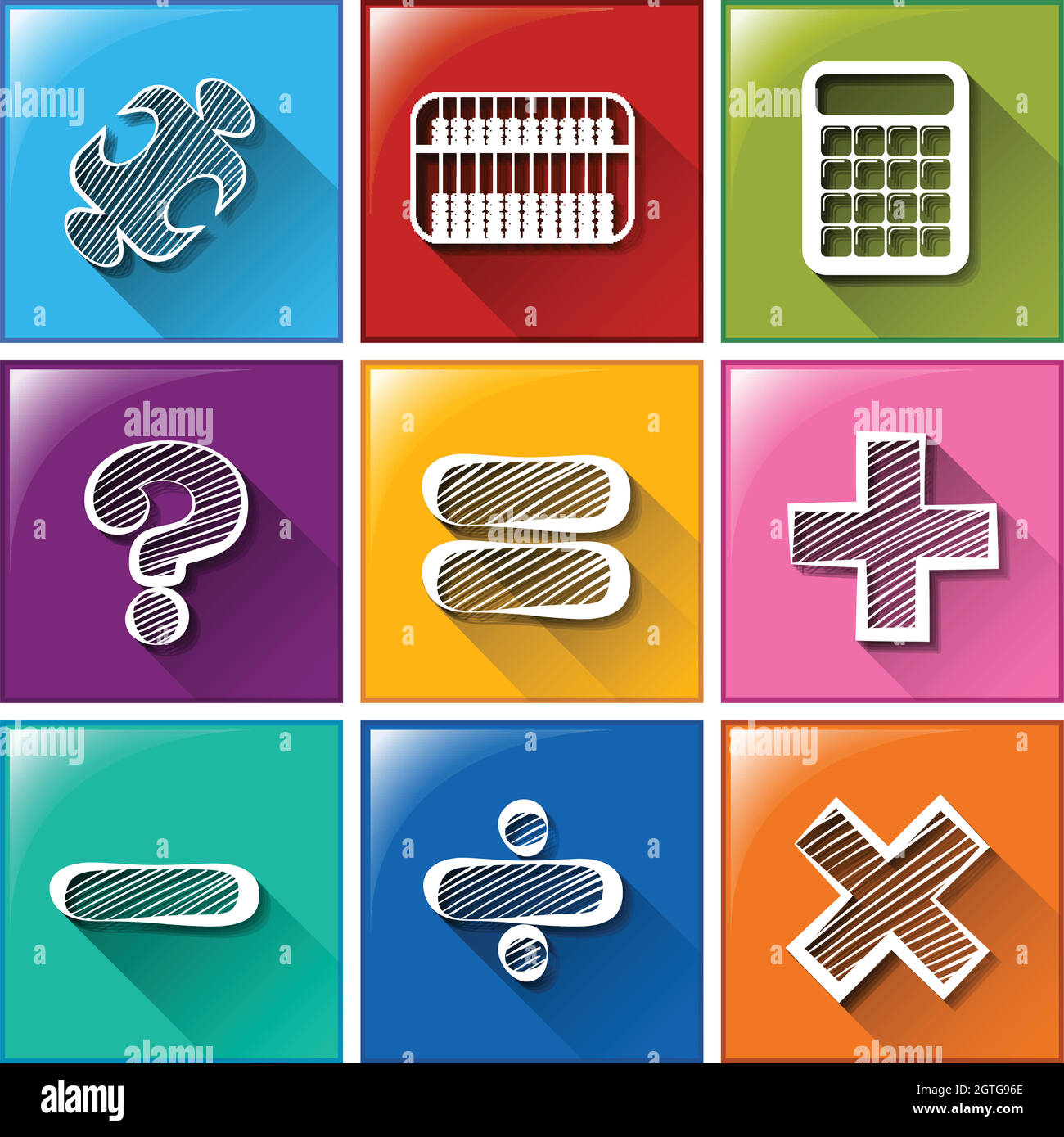 Pulsanti con le diverse operazioni matematiche Illustrazione Vettoriale