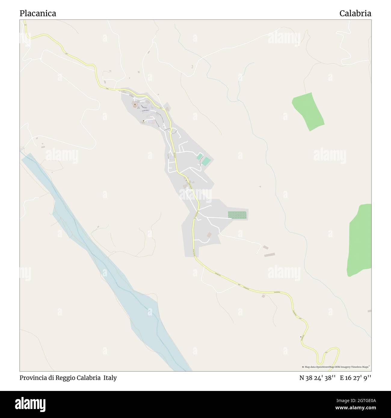 Placanica, Provincia di Reggio Calabria, Italia, Calabria, N 38 24' 38'', e 16 27' 9'', mappa, Mappa senza tempo pubblicata nel 2021. Viaggiatori, esploratori e avventurieri come Florence Nightingale, David Livingstone, Ernest Shackleton, Lewis and Clark e Sherlock Holmes si sono affidati alle mappe per pianificare i viaggi verso gli angoli più remoti del mondo, Timeless Maps sta mappando la maggior parte delle località del mondo, mostrando il successo di grandi sogni Foto Stock