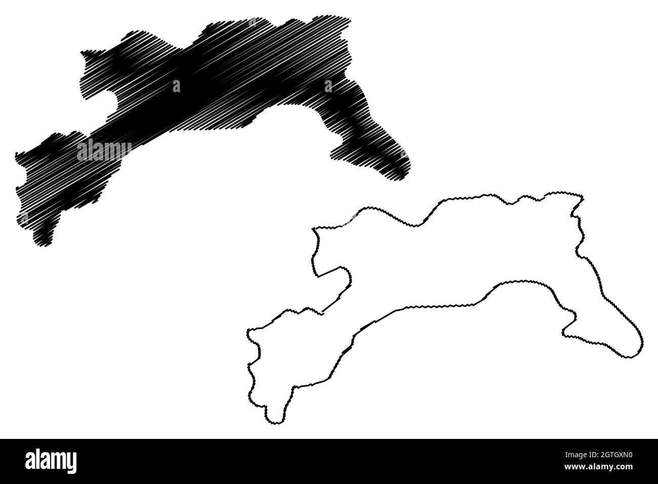 Illustrazione vettoriale del distretto di Changlang (stato di Arunachal Pradesh, Repubblica dell'India), schizzo della mappa di Changlang Illustrazione Vettoriale