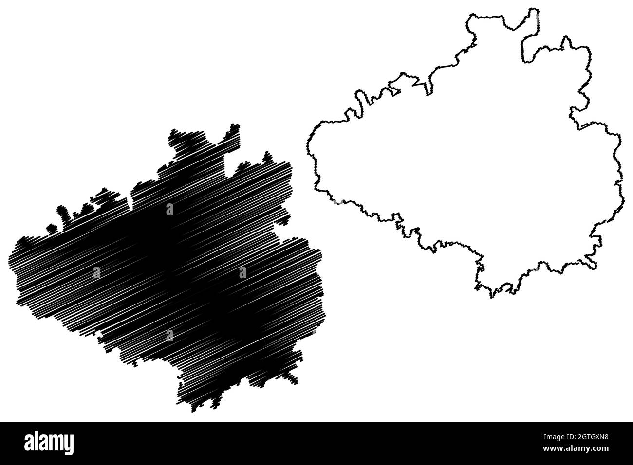 Distretto di Chikkaballapura (Stato di Karnataka, Repubblica dell'India, divisione di Bangalore) illustrazione vettoriale della mappa, schizzo della mappa di Chikkaballapura Illustrazione Vettoriale