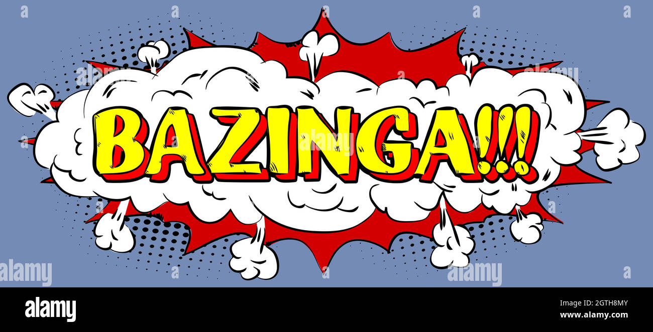 Bazinga - Comics parola. Vettore retrò astratto fumetto fumetto bolla voce Illustrazione Vettoriale