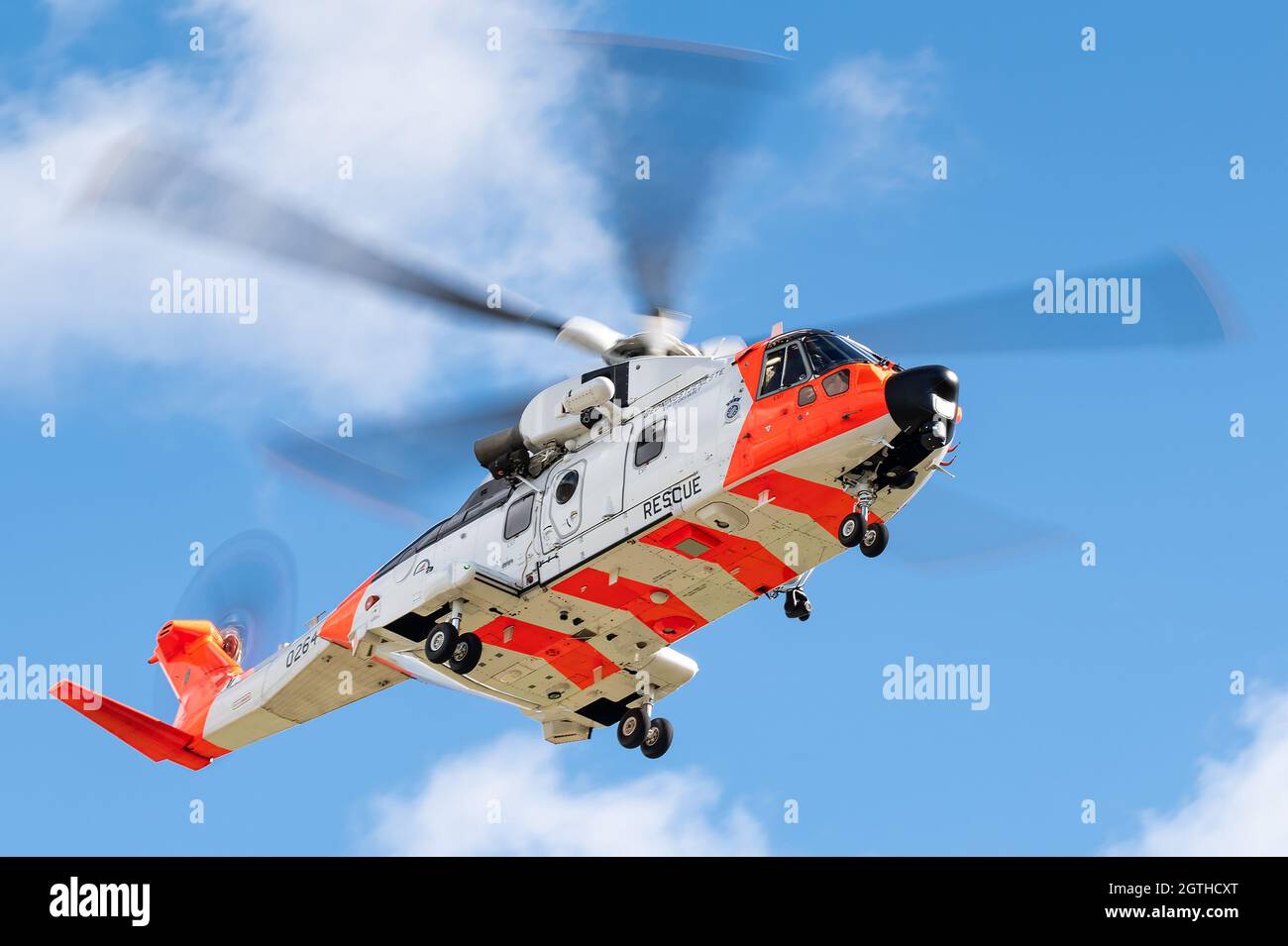 Un elicottero di ricerca e salvataggio AgustaWestland AW101 dal Redninghelikoptertjenesten della Royal Norwegian Air Force. Foto Stock