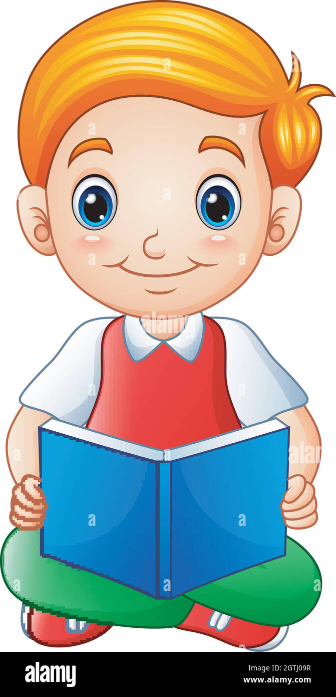 Little Boy la lettura di un libro Illustrazione Vettoriale