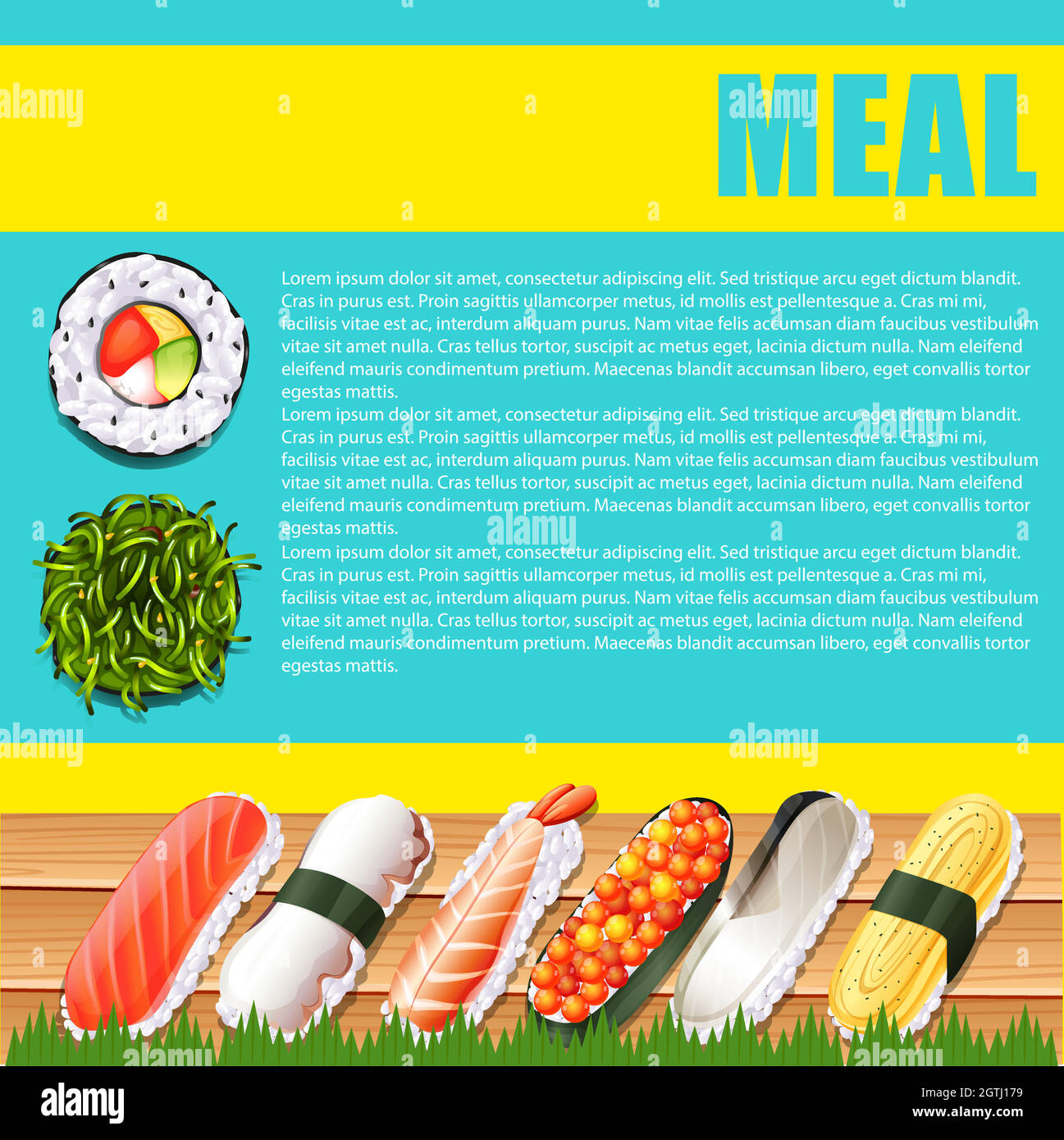 Design infografico con cibo giapponese Illustrazione Vettoriale