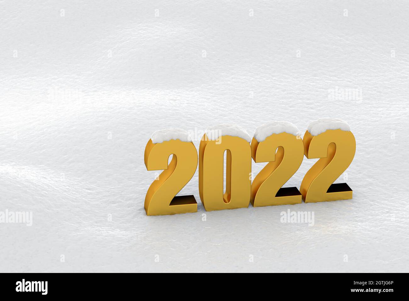 Felice anno nuovo 2022 concetto: Il numero 2022 innevato e in piedi nella neve. Foto Stock