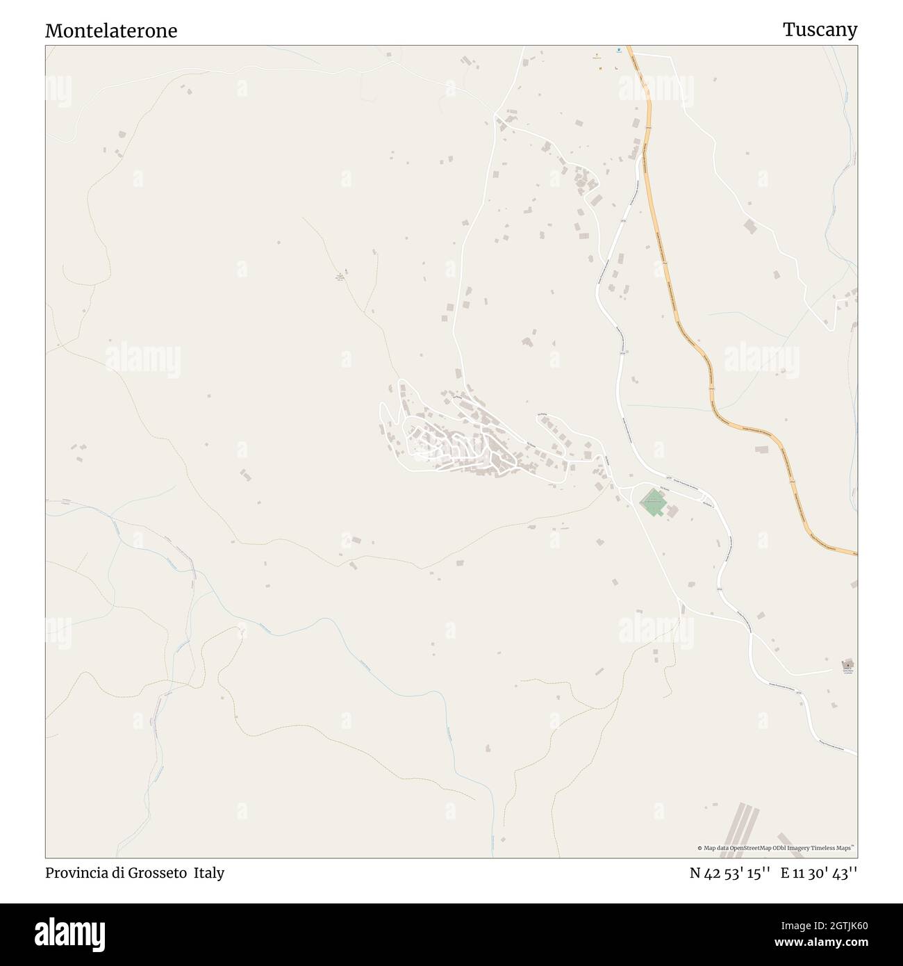 Montelaterone, Provincia di Grosseto, Italia, Toscana, N 42 53' 15'', e 11 30' 43''', mappa, Mappa senza tempo pubblicata nel 2021. Viaggiatori, esploratori e avventurieri come Florence Nightingale, David Livingstone, Ernest Shackleton, Lewis and Clark e Sherlock Holmes si sono affidati alle mappe per pianificare i viaggi verso gli angoli più remoti del mondo, Timeless Maps sta mappando la maggior parte delle località del mondo, mostrando il successo di grandi sogni Foto Stock