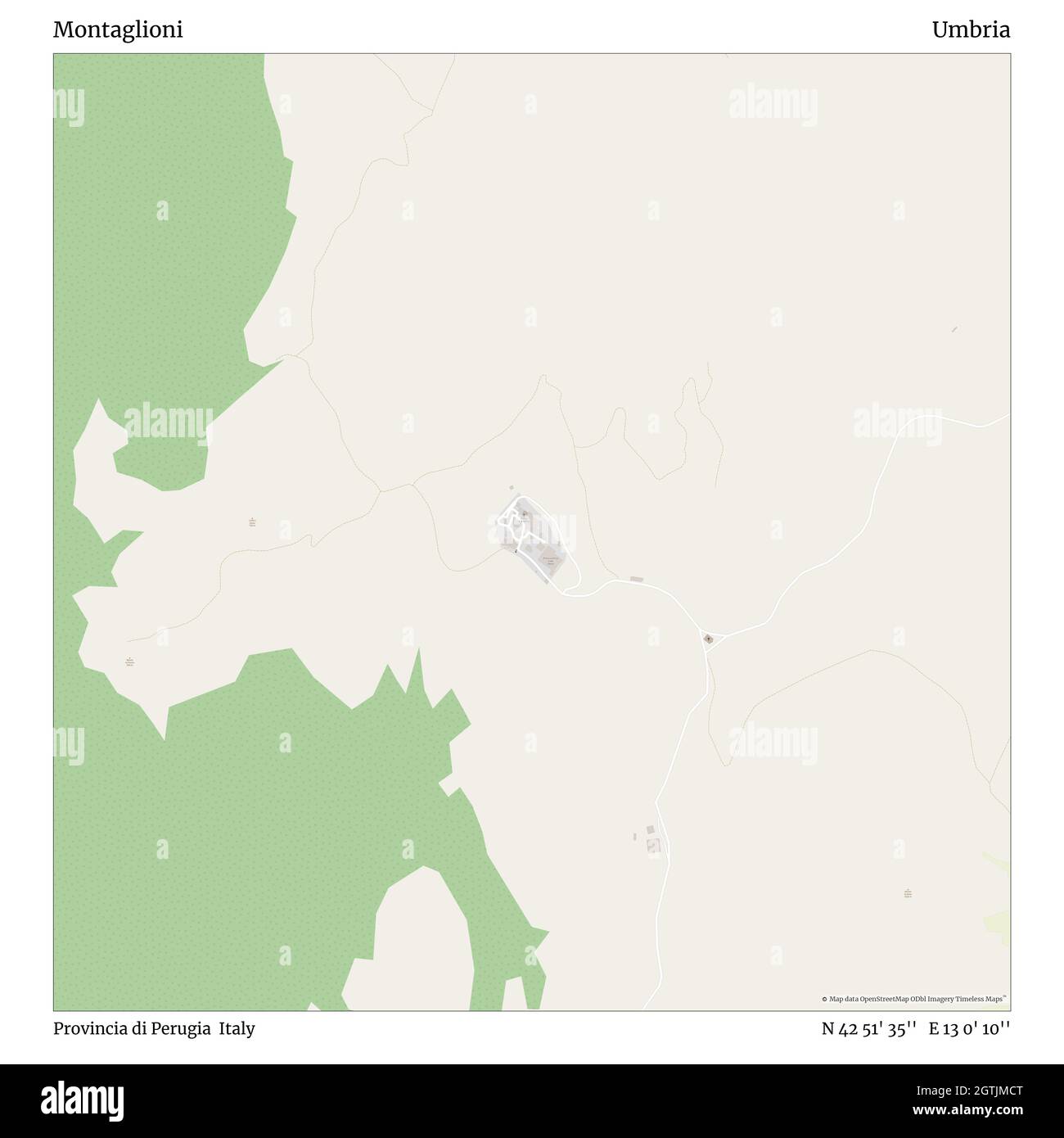 Montaglioni, Provincia di Perugia, Italia, Umbria, N 42 51' 35'', e 13 0' 10'', mappa, Mappa senza tempo pubblicata nel 2021. Viaggiatori, esploratori e avventurieri come Florence Nightingale, David Livingstone, Ernest Shackleton, Lewis and Clark e Sherlock Holmes si sono affidati alle mappe per pianificare i viaggi verso gli angoli più remoti del mondo, Timeless Maps sta mappando la maggior parte delle località del mondo, mostrando il successo di grandi sogni Foto Stock