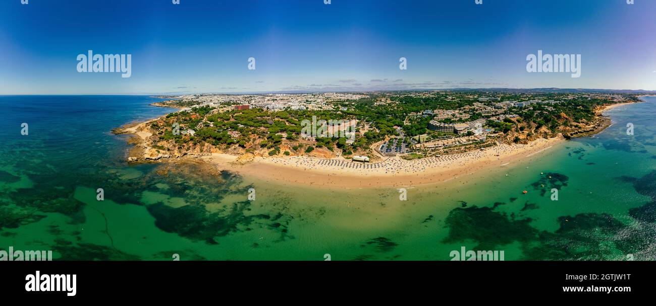 Foto panoramiche aeree di Praia da Balaia e Praia de Santa Eulalia Portogallo, Algarve Albufeira Foto Stock