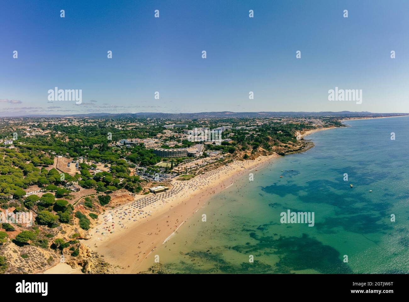 Foto panoramiche aeree di Praia da Balaia e Praia de Santa Eulalia Portogallo, Algarve Albufeira Foto Stock