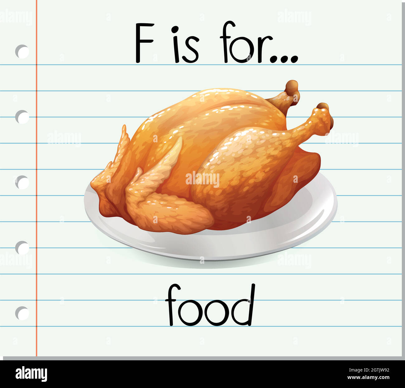 Flashcard lettera F è per il cibo Illustrazione Vettoriale