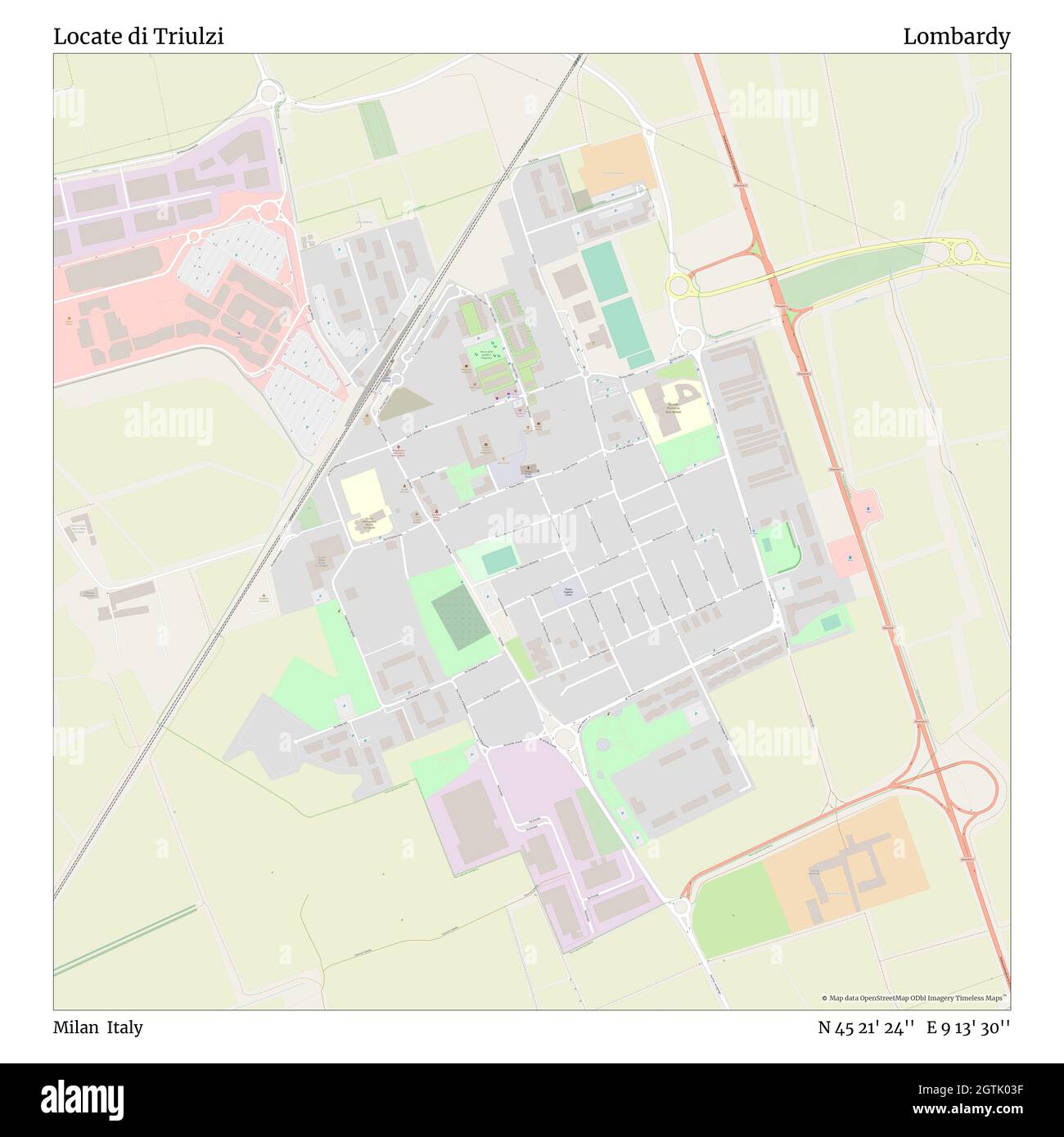 Locate di Triulzi, Milano, Italia, Lombardia, N 45 21' 24'', e 9 13' 30'', map, Timeless Map Published in 2021. Viaggiatori, esploratori e avventurieri come Florence Nightingale, David Livingstone, Ernest Shackleton, Lewis and Clark e Sherlock Holmes si sono affidati alle mappe per pianificare i viaggi verso gli angoli più remoti del mondo, Timeless Maps sta mappando la maggior parte delle località del mondo, mostrando il successo di grandi sogni Foto Stock