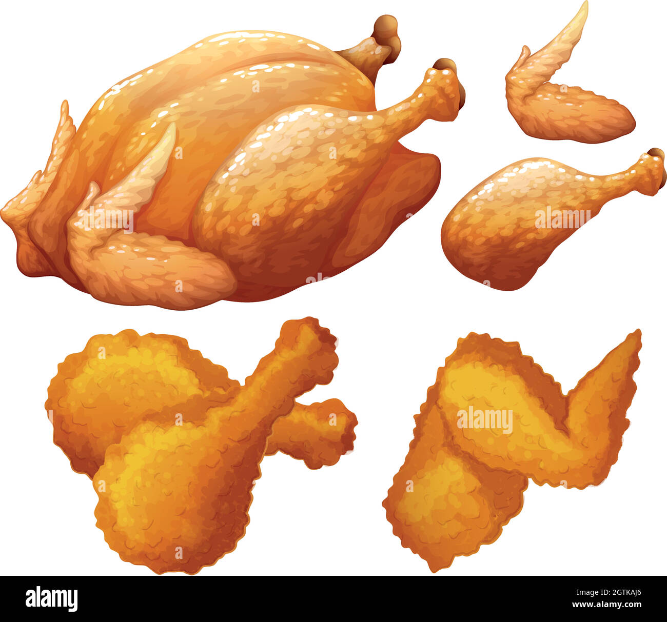 Set di cibo a base di pollo Illustrazione Vettoriale