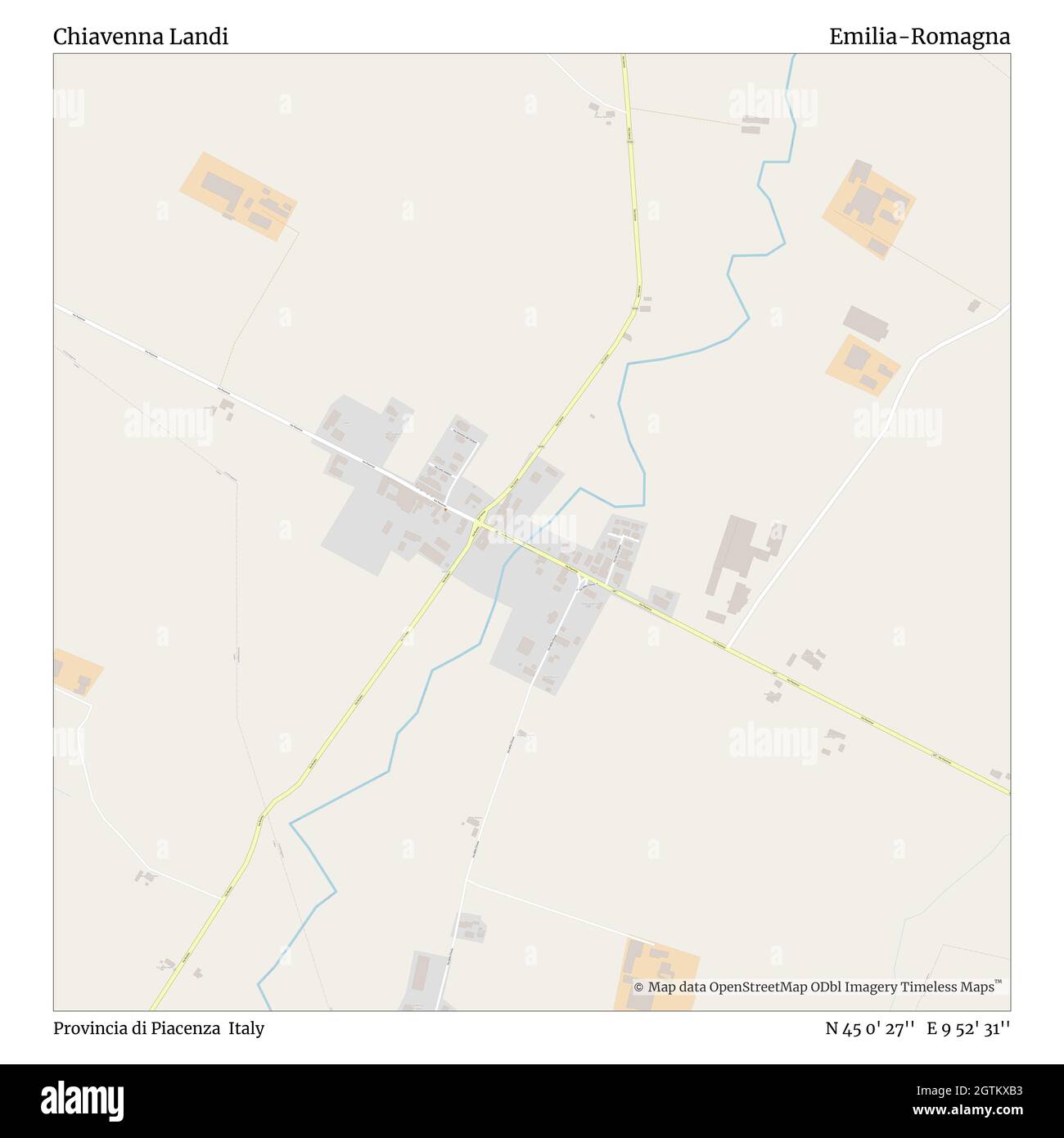 Chiavenna Landi, Provincia di Piacenza, Italia, Emilia-Romagna, N 45 0' 27'', e 9 52' 31''', mappa, Mappa senza tempo pubblicata nel 2021. Viaggiatori, esploratori e avventurieri come Florence Nightingale, David Livingstone, Ernest Shackleton, Lewis and Clark e Sherlock Holmes si sono affidati alle mappe per pianificare i viaggi verso gli angoli più remoti del mondo, Timeless Maps sta mappando la maggior parte delle località del mondo, mostrando il successo di grandi sogni Foto Stock