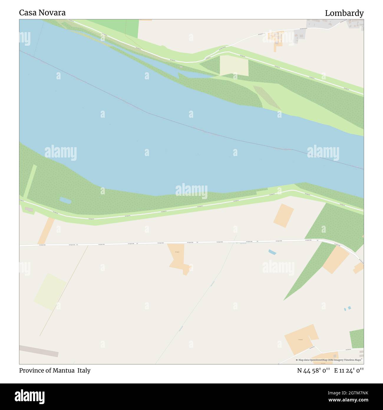 Casa Novara, Provincia di Mantova, Italia, Lombardia, N 44 58' 0'', e 11 24' 0''', mappa, Mappa senza tempo pubblicata nel 2021. Viaggiatori, esploratori e avventurieri come Florence Nightingale, David Livingstone, Ernest Shackleton, Lewis and Clark e Sherlock Holmes si sono affidati alle mappe per pianificare i viaggi verso gli angoli più remoti del mondo, Timeless Maps sta mappando la maggior parte delle località del mondo, mostrando il successo di grandi sogni Foto Stock