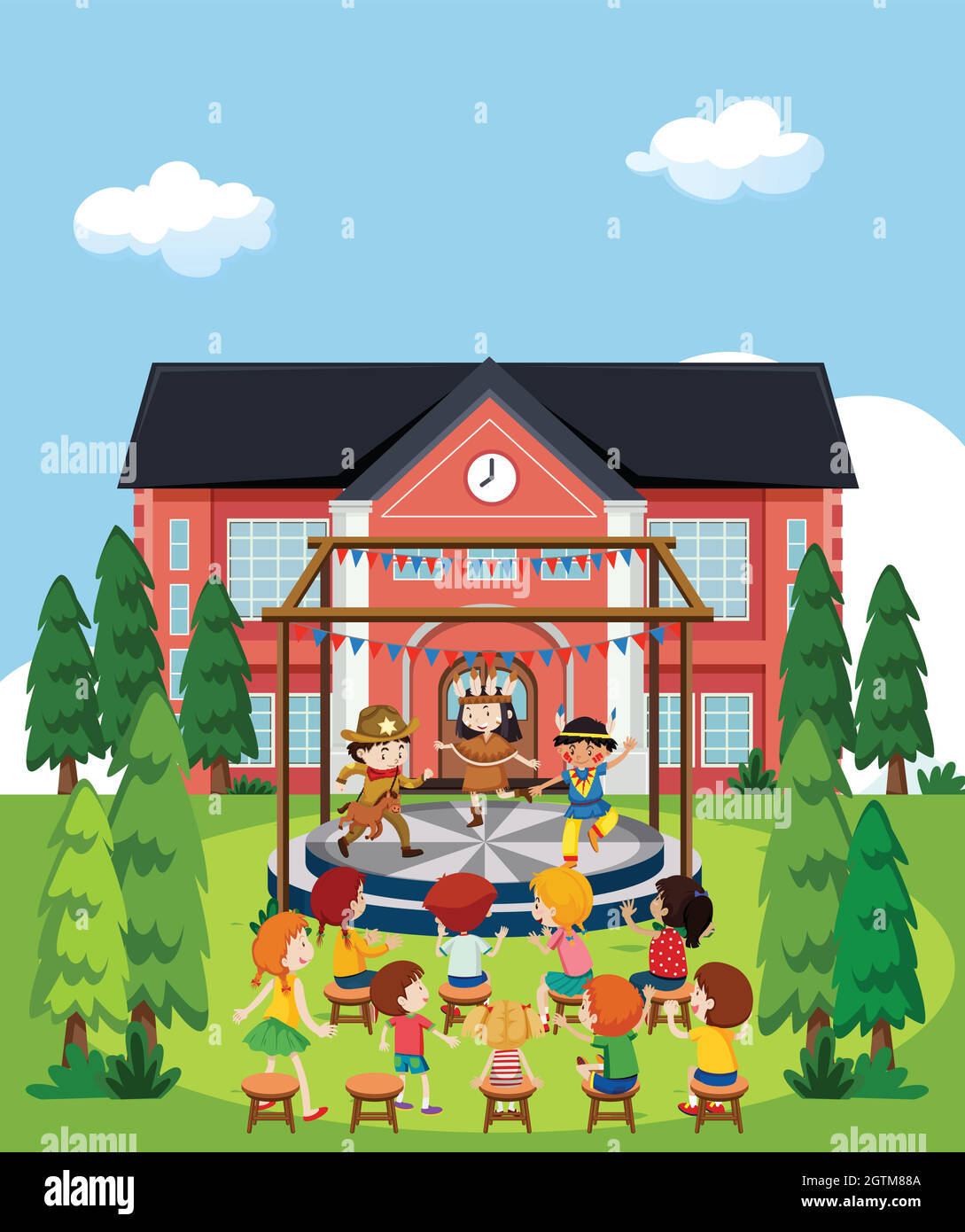 I bambini di eseguire sul palco Illustrazione Vettoriale