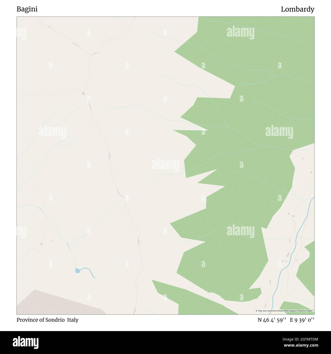 Bagini, Provincia di Sondrio, Italia, Lombardia, N 46 4' 59'', e 9 39' 0'', mappa, Mappa senza tempo pubblicata nel 2021. Viaggiatori, esploratori e avventurieri come Florence Nightingale, David Livingstone, Ernest Shackleton, Lewis and Clark e Sherlock Holmes si sono affidati alle mappe per pianificare i viaggi verso gli angoli più remoti del mondo, Timeless Maps sta mappando la maggior parte delle località del mondo, mostrando il successo di grandi sogni Foto Stock