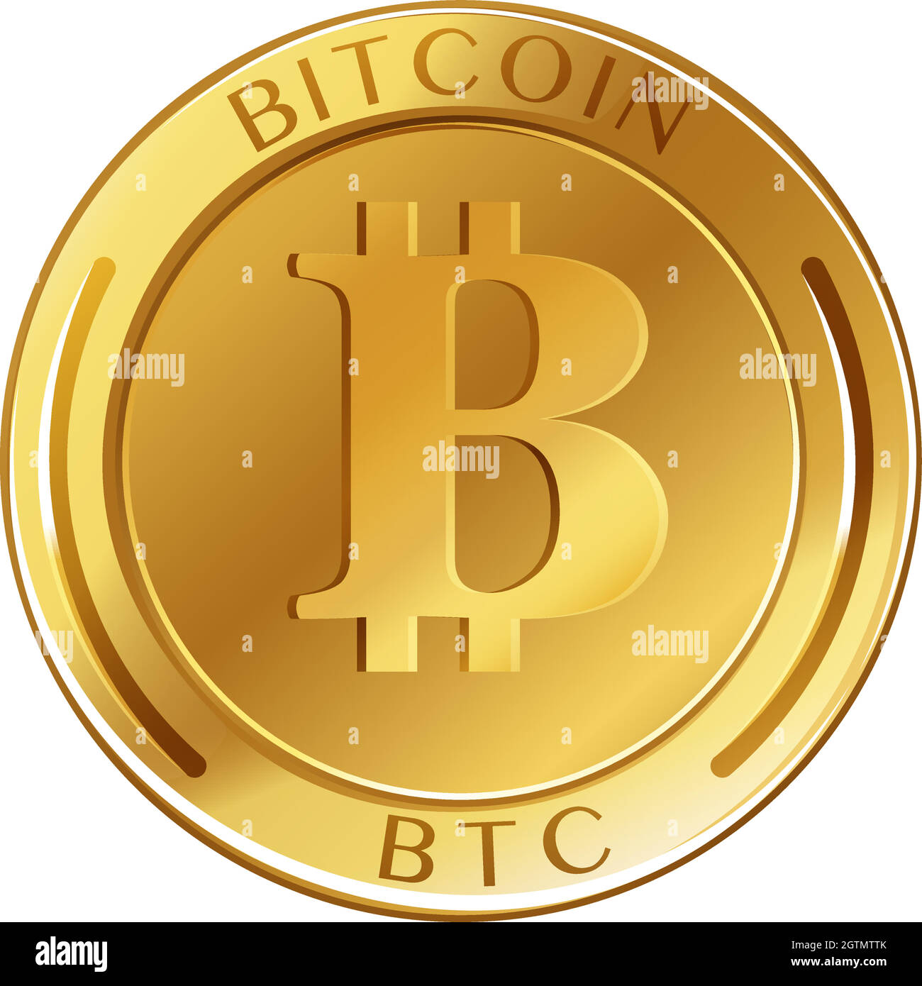 Moneta d'oro con bitcoin parola Illustrazione Vettoriale