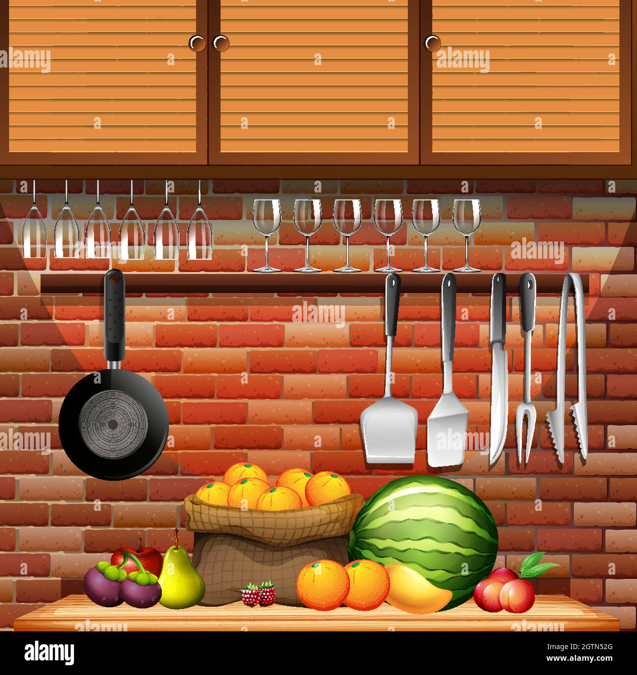 Frutta fresca in cucina Illustrazione Vettoriale