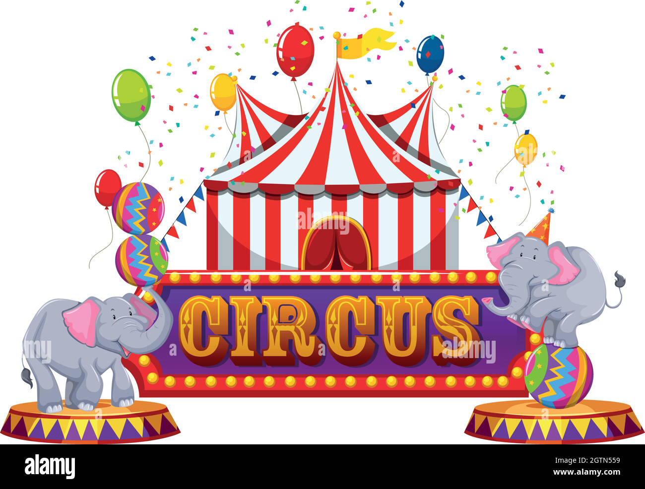 Un divertente Circo anf Happy Animal Illustrazione Vettoriale