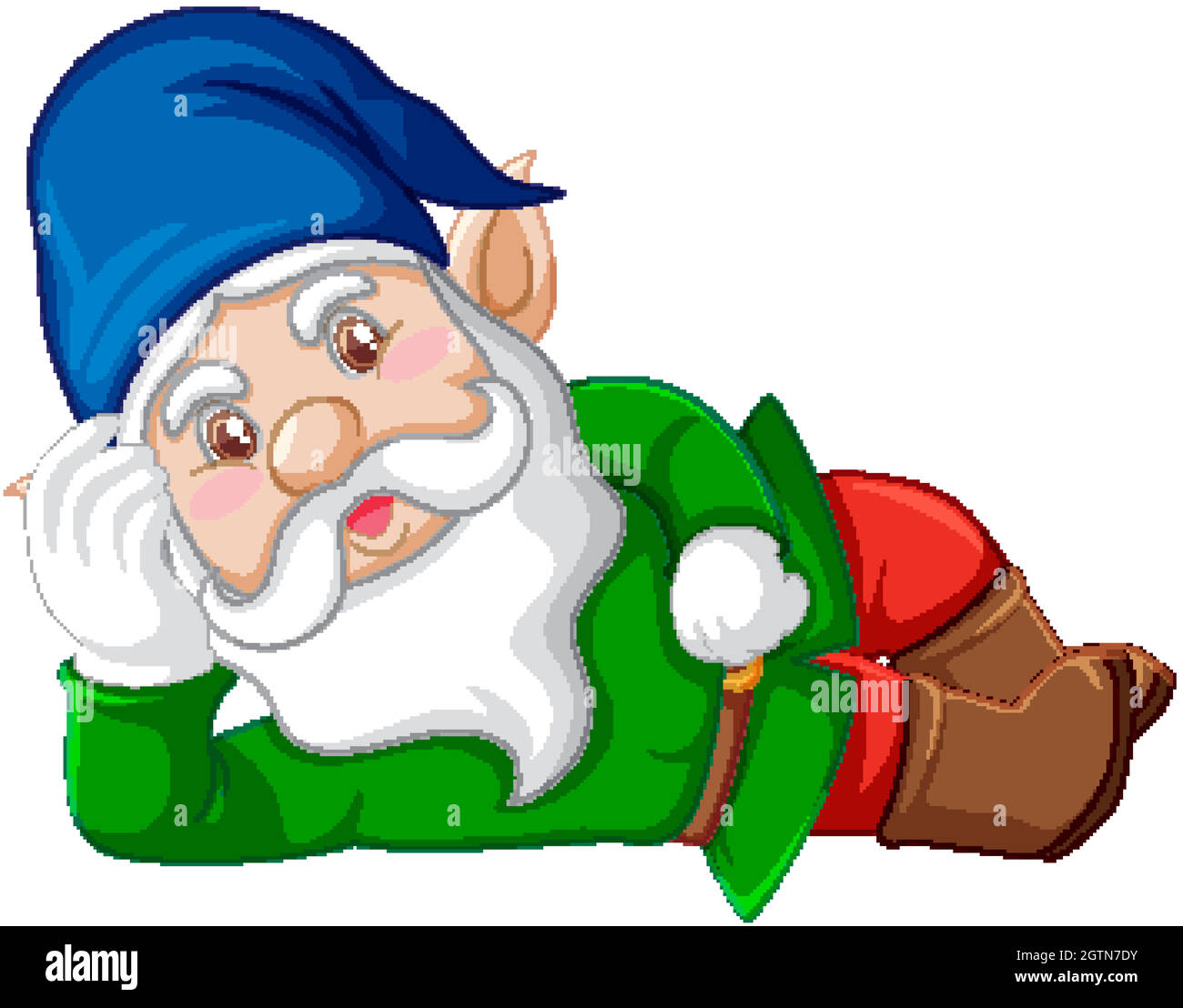 Il personaggio di GNOME è sdraiato su sfondo bianco Illustrazione Vettoriale