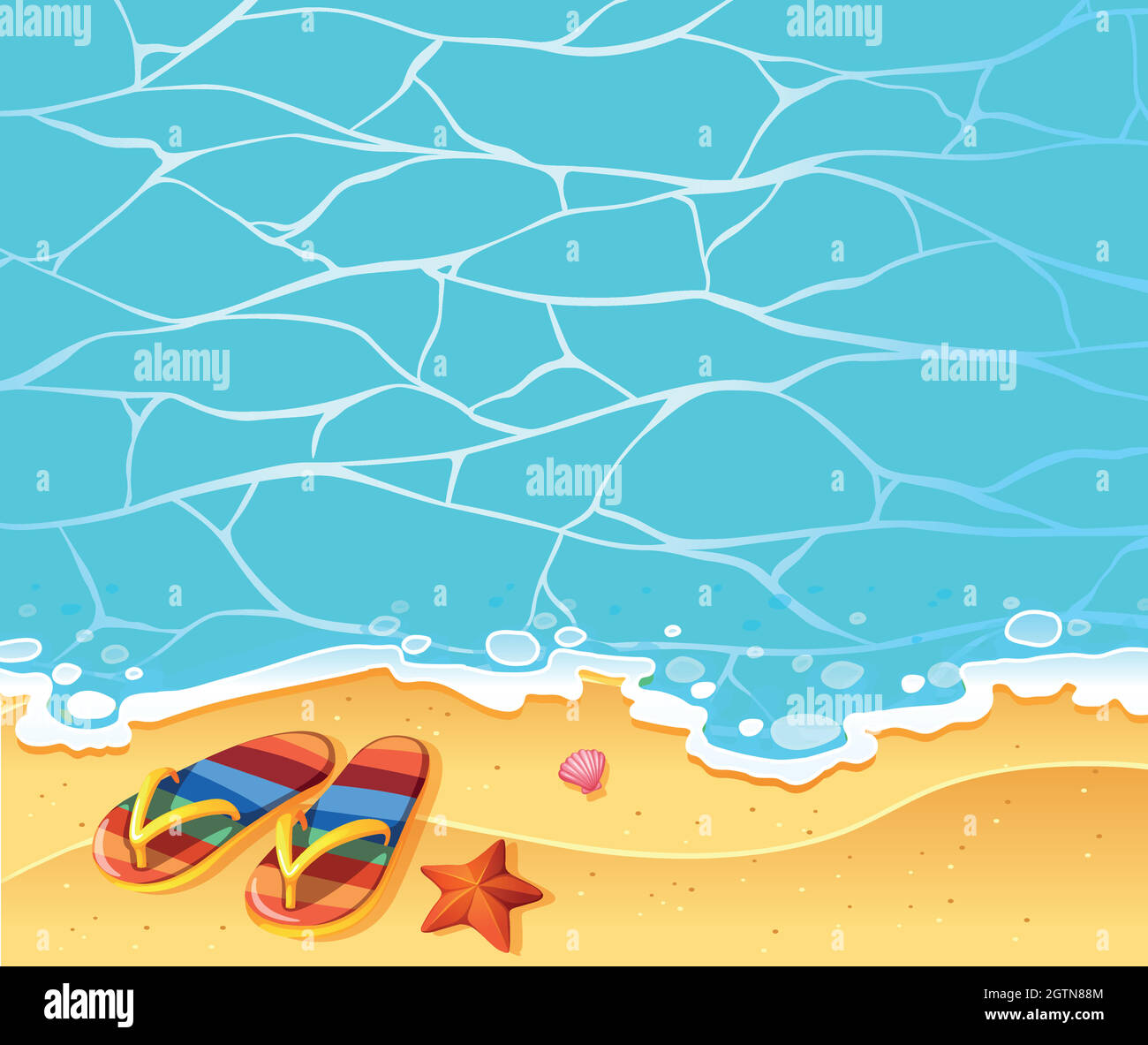 Scena natura con sabbia sulla spiaggia Illustrazione Vettoriale