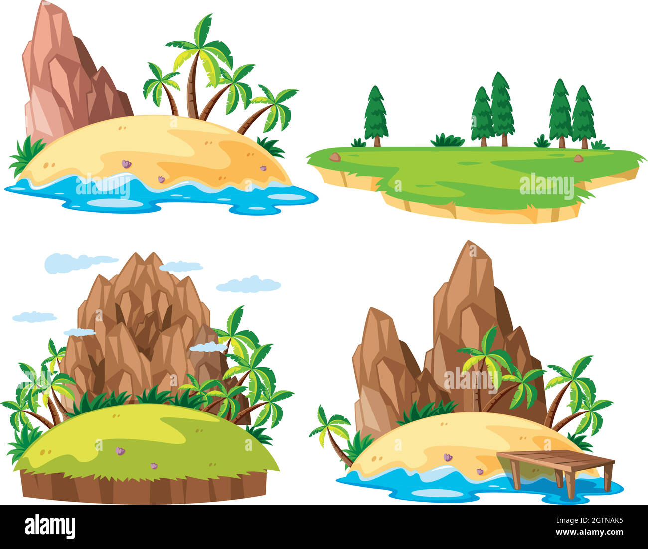 Quattro isole su sfondo bianco Illustrazione Vettoriale