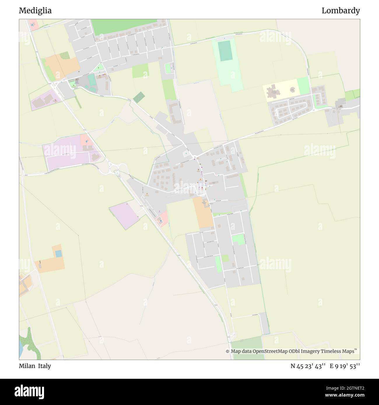 Mediglia, Milano, Italia, Lombardia, N 45 23 43, e 9 19 53, mappa,  Mappa senza tempo pubblicata nel 2021. Viaggiatori, esploratori e  avventurieri come Florence Nightingale, David Livingstone, Ernest  Shackleton, Lewis and