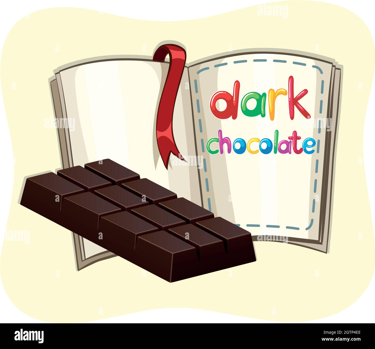 Cioccolato fondente e un libro Illustrazione Vettoriale