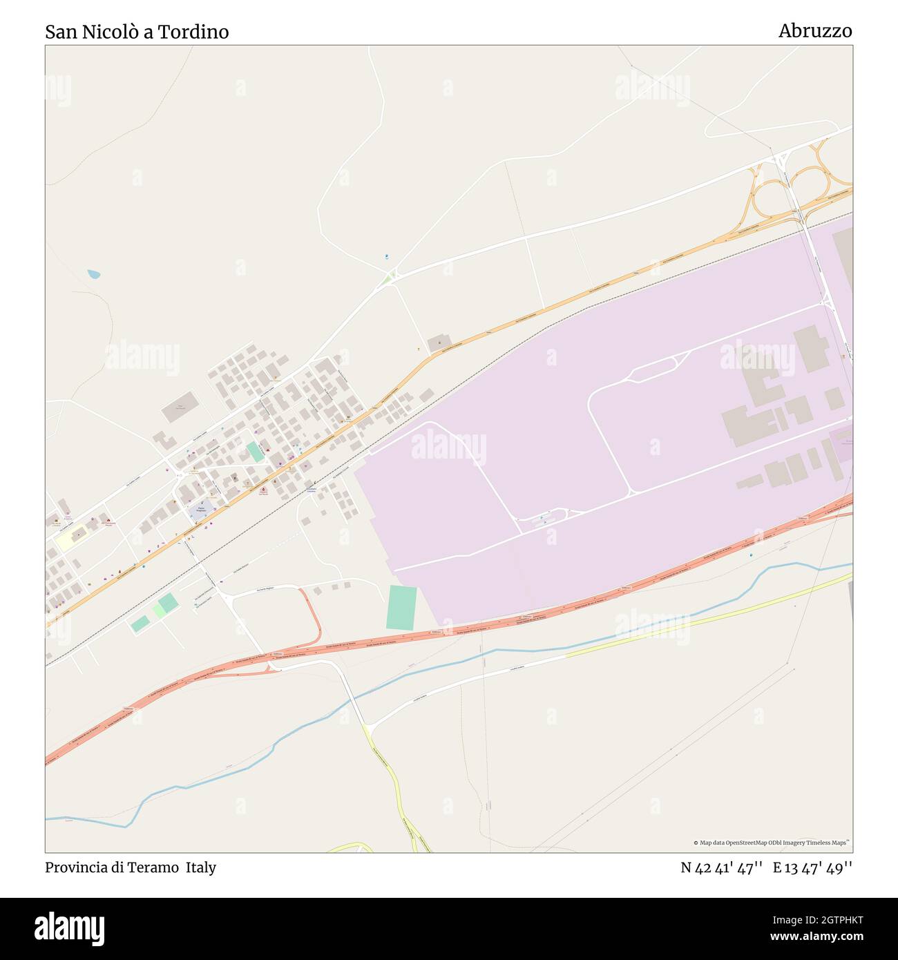 San Nicolò a tordino, Provincia di Teramo, Italia, Abruzzo, N 42 41' 47'', e 13 47' 49''', mappa, Mappa senza tempo pubblicata nel 2021. Viaggiatori, esploratori e avventurieri come Florence Nightingale, David Livingstone, Ernest Shackleton, Lewis and Clark e Sherlock Holmes si sono affidati alle mappe per pianificare i viaggi verso gli angoli più remoti del mondo, Timeless Maps sta mappando la maggior parte delle località del mondo, mostrando il successo di grandi sogni Foto Stock