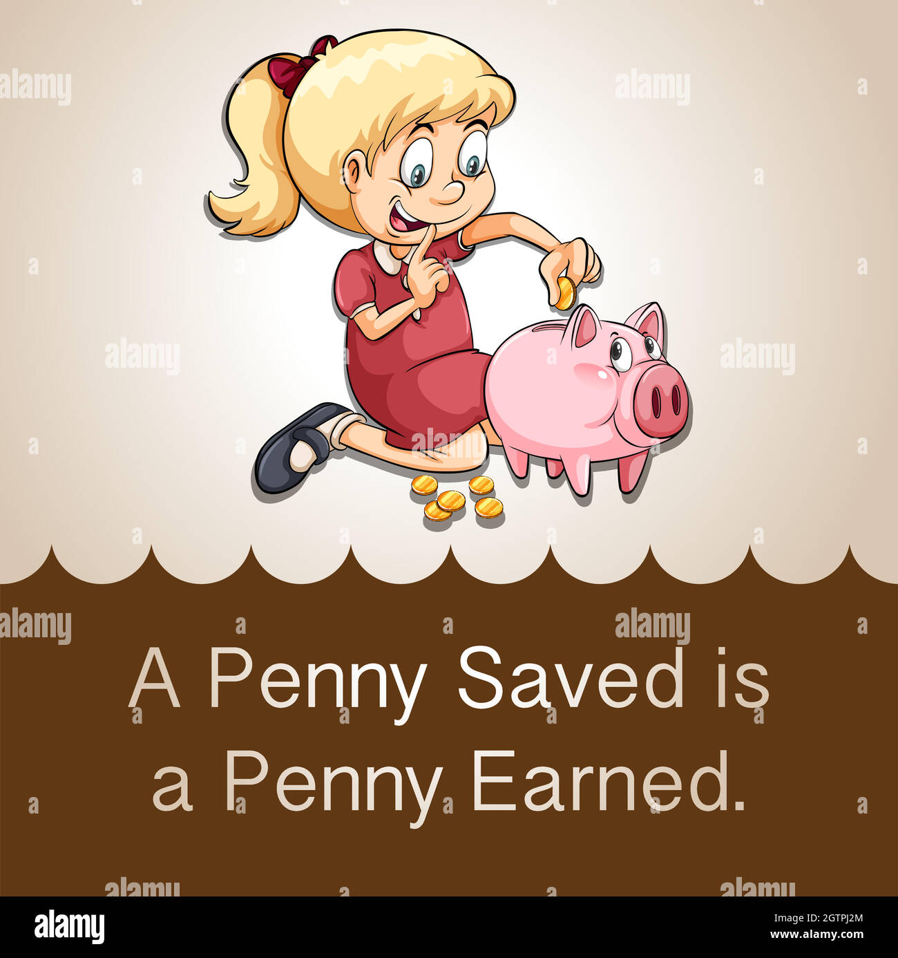 Il penny salvato è un penny guadagnato Illustrazione Vettoriale