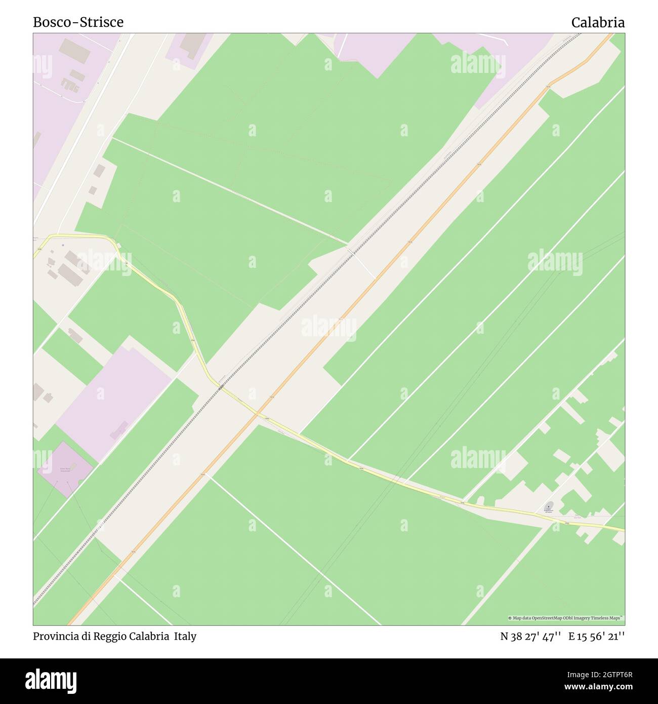 Bosco-Strisce, Provincia di Reggio Calabria, Italia, Calabria, N 38 27' 47'', e 15 56' 21'', mappa, mappa senza tempo pubblicata nel 2021. Viaggiatori, esploratori e avventurieri come Florence Nightingale, David Livingstone, Ernest Shackleton, Lewis and Clark e Sherlock Holmes si sono affidati alle mappe per pianificare i viaggi verso gli angoli più remoti del mondo, Timeless Maps sta mappando la maggior parte delle località del mondo, mostrando il successo di grandi sogni Foto Stock