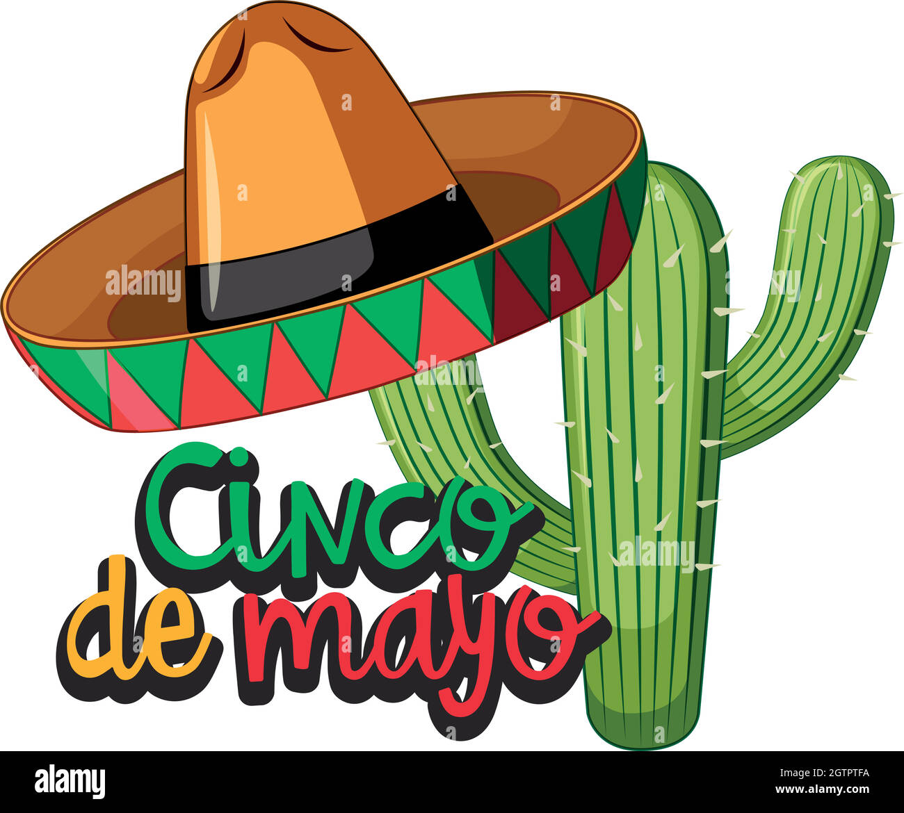 Festival Cinco de mayo con cactus e cappello Illustrazione Vettoriale